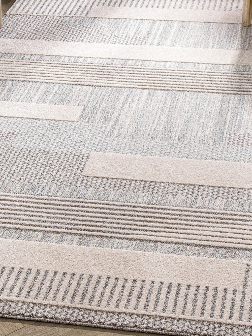 Harlow Collection Briar Beige - Modern Tribal Minimalist Geometric 5x7 Area Rug